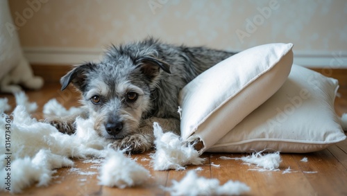 Naughty Dog D destroying Cushion At Home