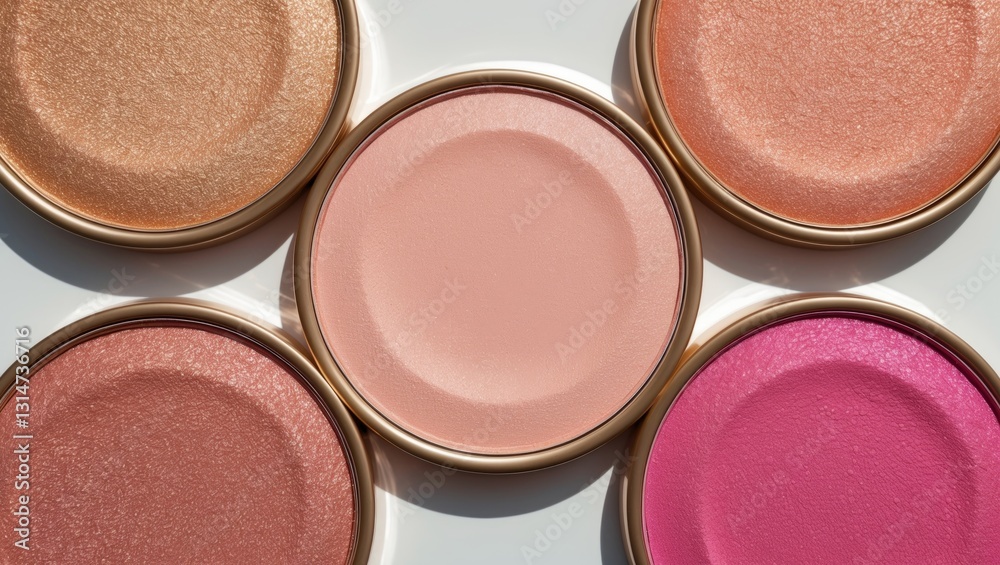 Pink and beige blush or eyeshadow set against a background. Pink and beige blush or eyeshadow set against a background.