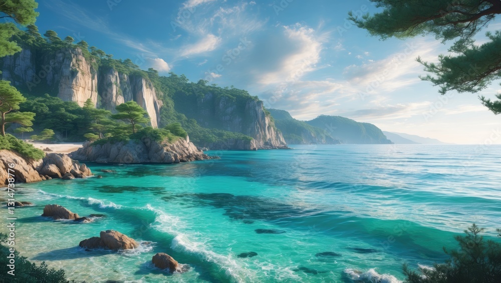 Fototapeta premium Pine tree at the coastline