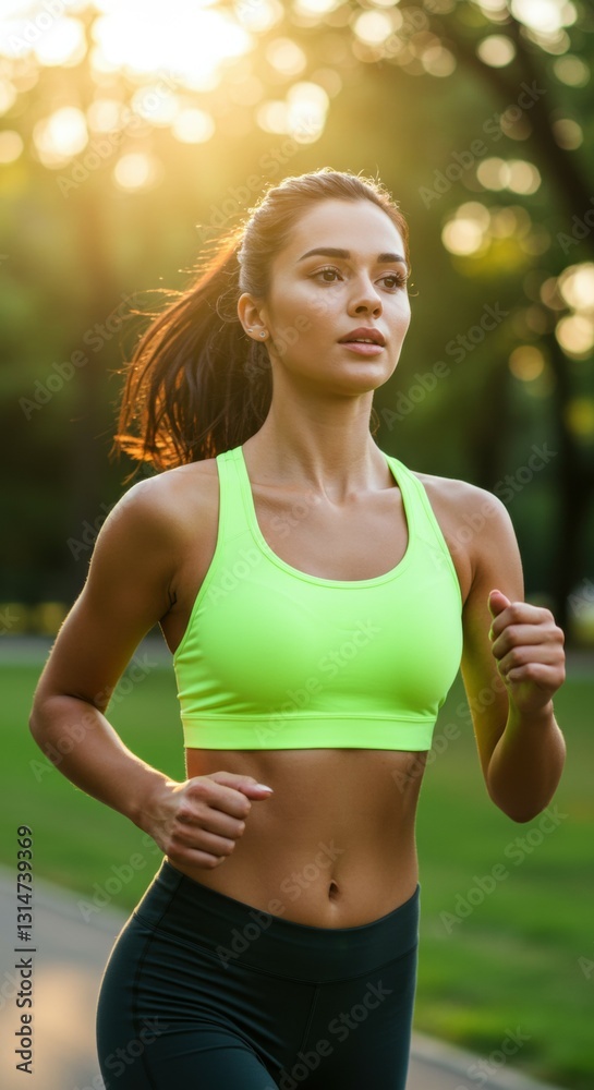 Fototapeta premium young woman exercising in the park