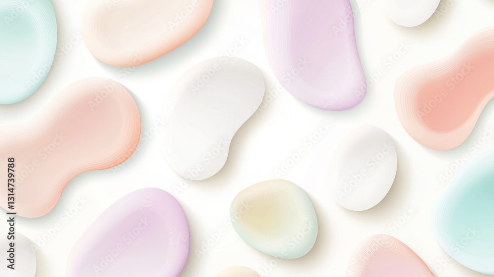 Pastel abstract blobs, decorative shapes on white background, design element Pastel abstract blobs, decorative shapes on white background, design element