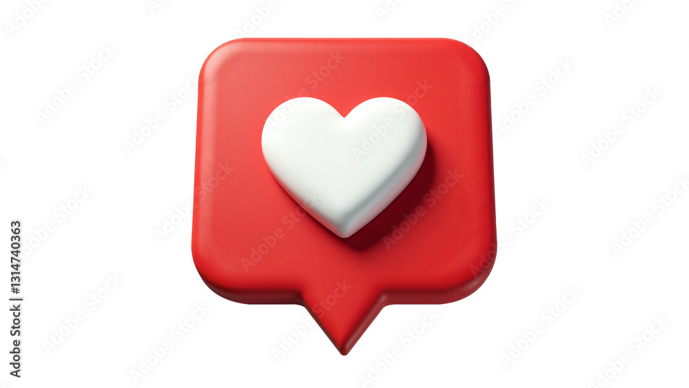3D-Rendered Heart Notification Icon Isolated on Transparent Background for Social Media Engagement 3D-Rendered Heart Notification Icon Isolated on Transparent Background for Social Media Engagement
