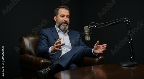 business man in podcast talking about business
