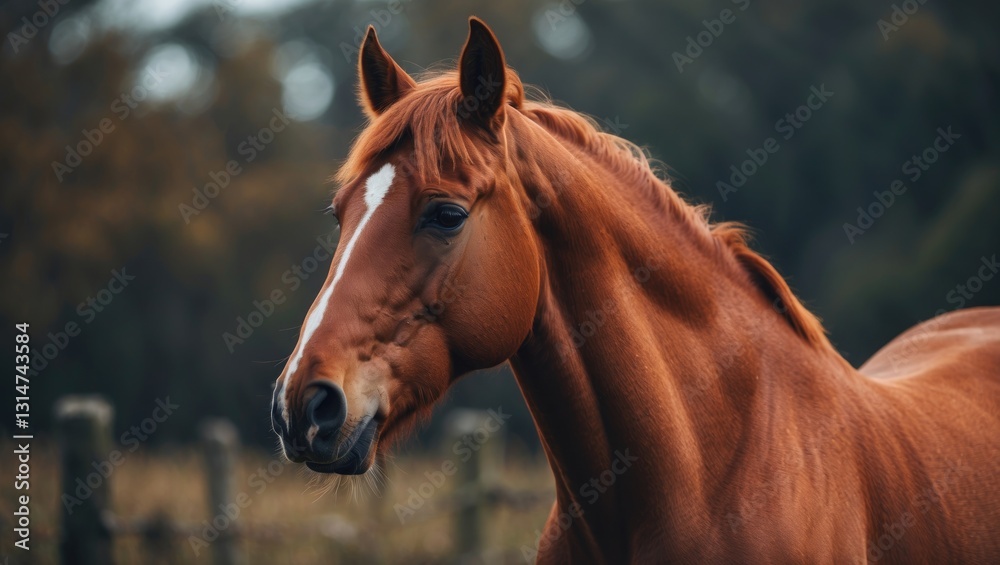 Fototapeta premium Portrait of a chestnut horse.