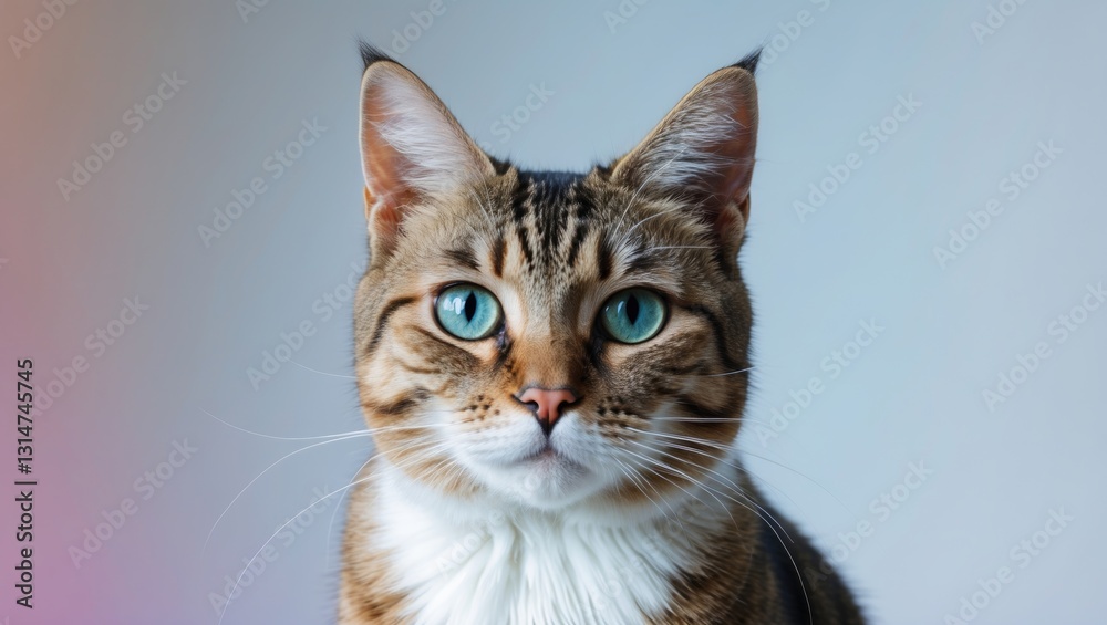 Portrait of a cat set against a white background. Pets concept. Portrait of a cat set against a white background. Pets concept.