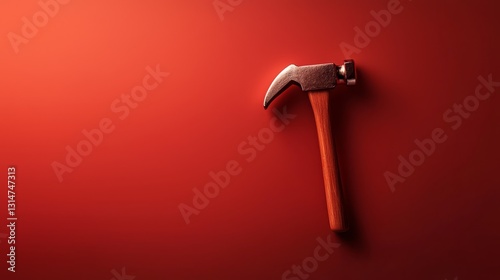 Construction worker using hammer tool in a dynamic workspace modern environment close-up perspective photo