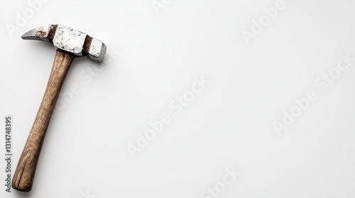 Construction worker using hammer tool in dynamic work environment close-up view building projects photo