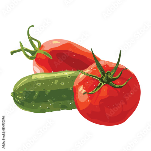 Elegant Silhouette Illustration Of tomato and cucumber