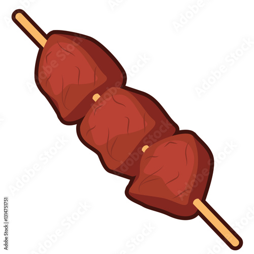 Illustration of Meat Skewers on a Stick