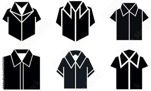 Simple Black and White Short-Sleeve Shirt Icons design