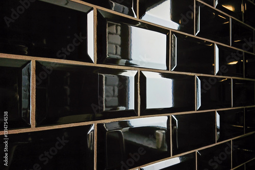 Wallpaper Mural Black tile modern interior concept. Dark wall is contemporary elegance, shine finish, contemporary flair elevating moody ambiance, appealing to upscale residences seeking editorial edge Torontodigital.ca