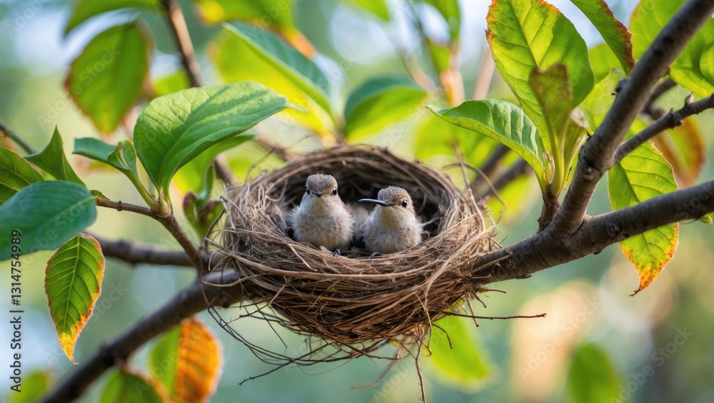 Female Arica hummingbird resting in a tree nest. Female Arica hummingbird resting in a tree nest.