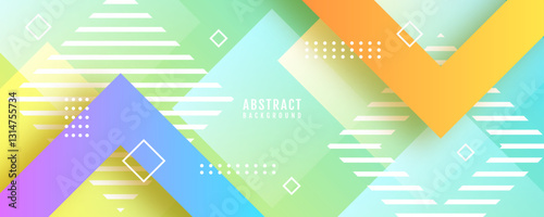 3D colorful abstract background overlap layer on bright space with squares lines effect decoration. Modern graphic design element stripes style concept for web banner, flyer, card, or brochure cover