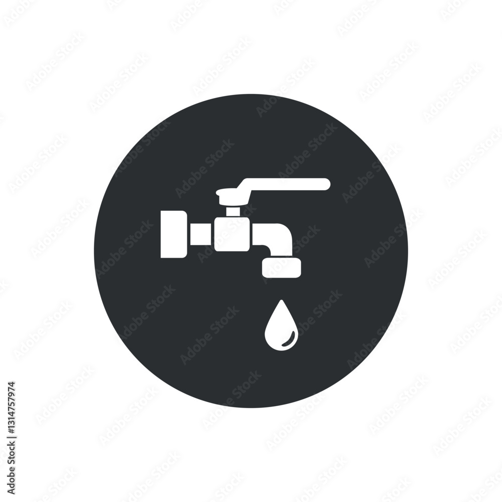 vector illustration of a water tap design symbolising a water source inside a circle. vector illustration of a water tap design symbolising a water source inside a circle.