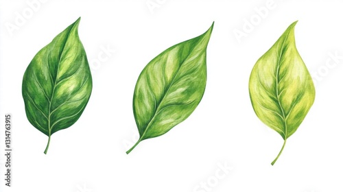 Watercolor Green Leaves Illustration: Perfect for Botanical Designs and Nature Inspired Projects