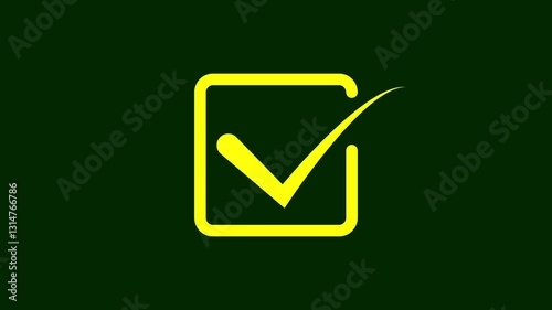 A check mark icon animation typically involves the icon gradually appearing with a smooth stroke, often with a ticking sound effect, indicating completion or confirmation.