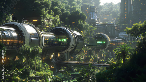 A futuristic metropolis with fully integrated automated recycling stations that eliminate waste and turn it into valuable resources for the community.