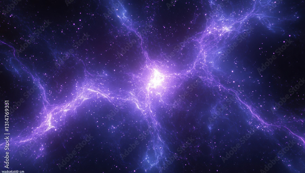 Fototapeta premium Ethereal Cosmic Nebula with Vibrant Purple Hues and Sparkling Stars against a Deep Space Background