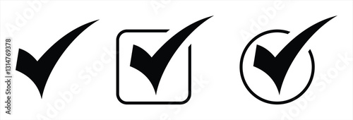 Set of Checkmark Symbols, Approval, Completion, or Selection. Vector Illustration