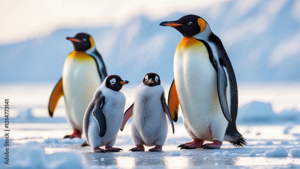 Fototapeta premium Emperor Penguins with their chicks