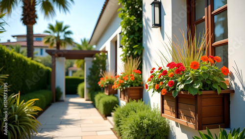 Fototapeta Naklejka Na Ścianę i Meble -  terrace with flowers