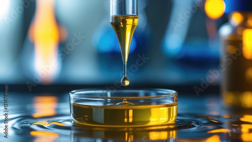 Oil droplet formation, Laboratory and scientific experiments, Creating the chemical for medical research, Product quality control testing concept.