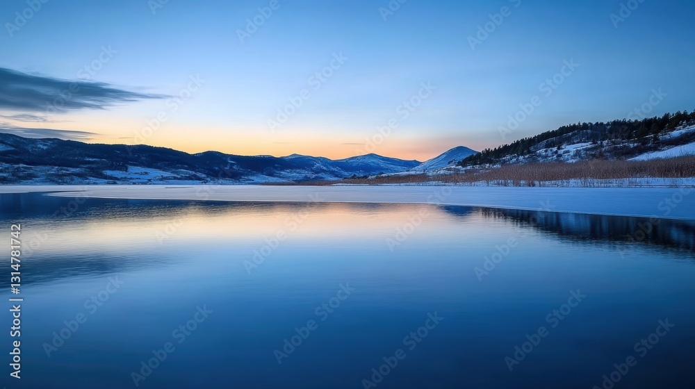 Serene sunset reflection over calm lake majestic mountains nature landscape photography tranquil evening viewpoint Serene sunset reflection over calm lake majestic mountains nature landscape photography tranquil evening viewpoint