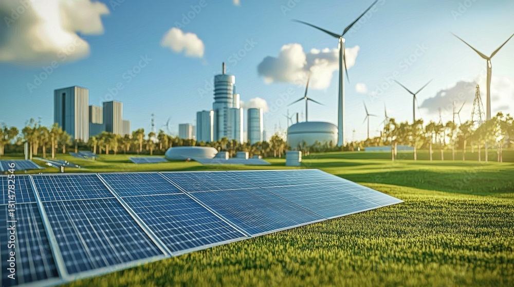 Renewable energy innovations urban landscape photography sustainable environment wide-angle view modern technology Renewable energy innovations urban landscape photography sustainable environment wide-angle view modern technology