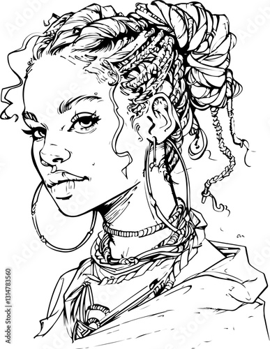 black fairy woman, coloring page, face, woman, vector, illustration, hair, fashion, art, beauty, drawing, sketch, person, design, lady, people, black, head, child, model, lips, style, silhouette, eyes