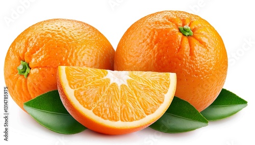 An image of a vibrant orange with green leaves, showcasing its fresh and juicy appeal with a focus on its bright color and natural freshness