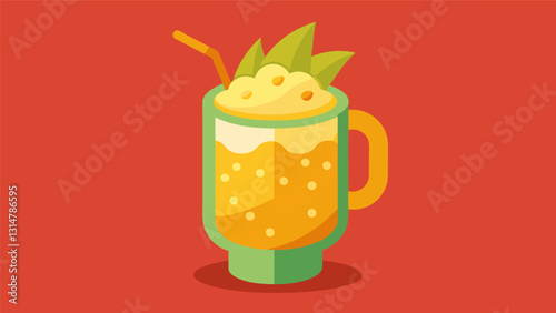 Warm comforting atol de elote a thick sweet cornbased drink.. Vector illustration