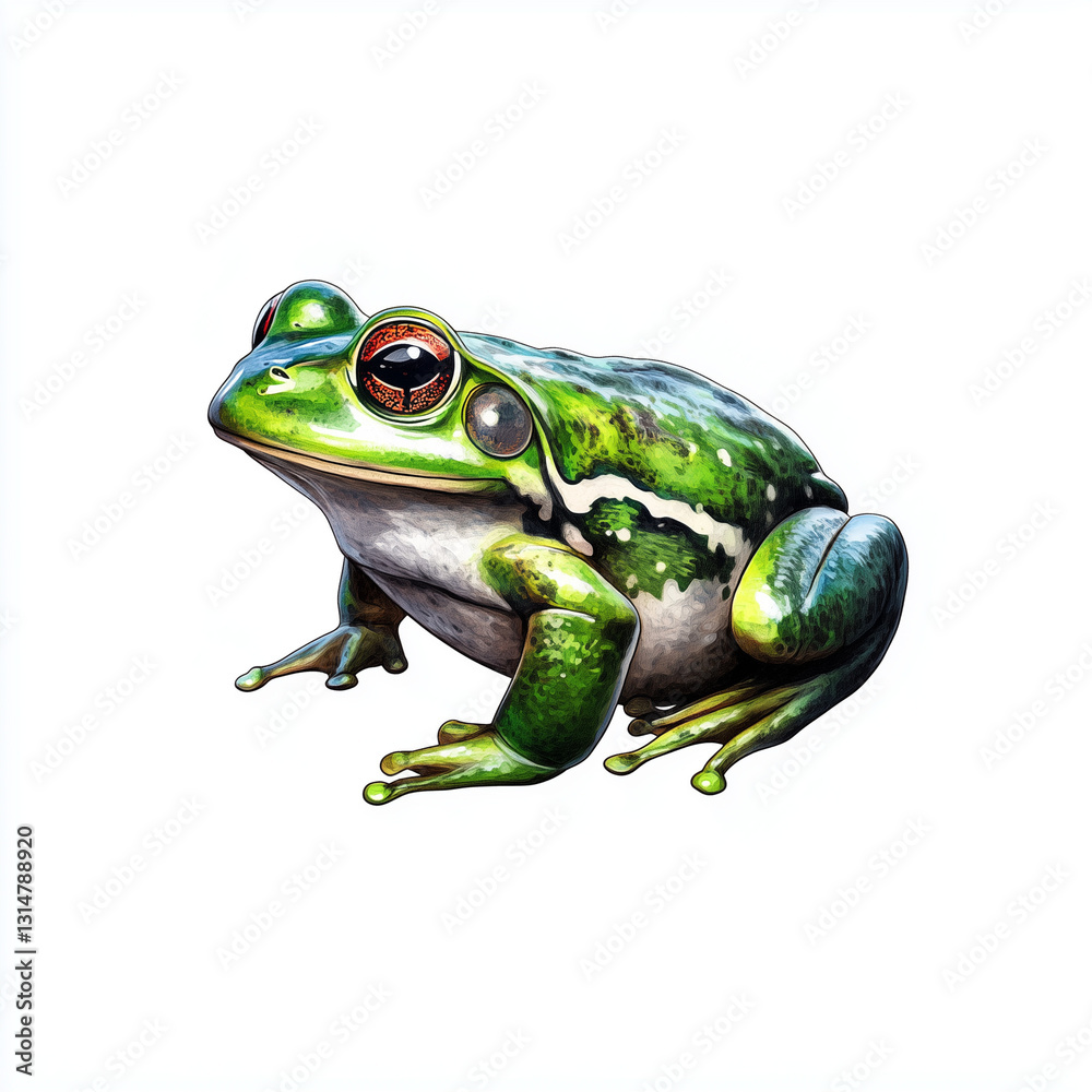 Obraz premium Realistic Green Frog Illustration