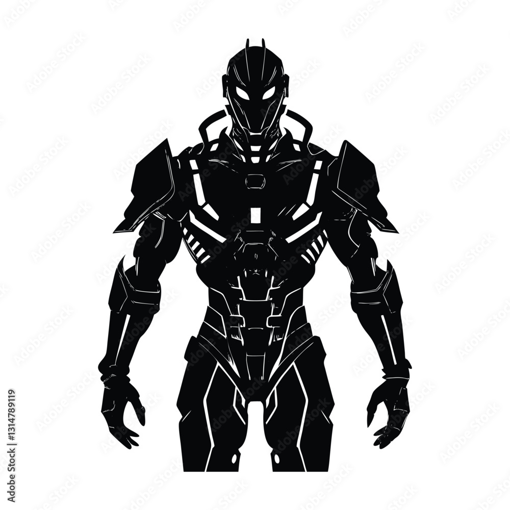 Fototapeta premium Exoskeleton Suit Featuring Robotic Enhancements Silhouette