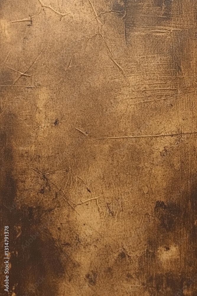 Fototapeta premium Distressed brown texture with cracks and scratches creating an abstract weathered background for artistic design and vintage appeal