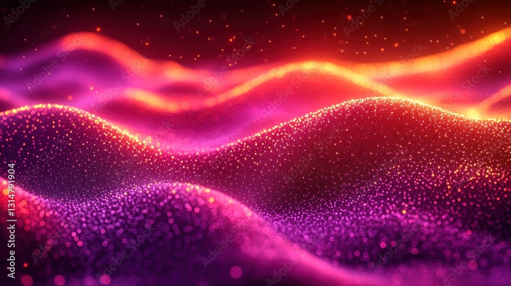 Obraz premium Abstract vibrant glowing particle waves