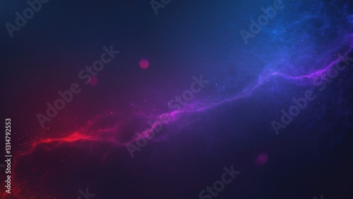 Fototapeta Naklejka Na Ścianę i Meble -  Lens flare overlay. Soft neon rays. Bokeh light leak texture. Defocused blue, purple, and red color glows on a dark abstract empty space background.