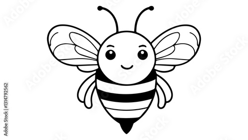 cartoon bee black and white shape illustration in vector