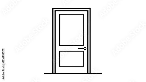 simple door outline icon in vector, closed door vector outline illustration