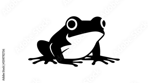 simple black and white frog vector illustration