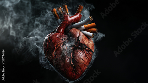 Human heart with cigarettess