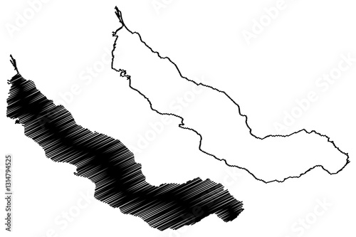 Lake Thun (Swiss Confederation, Switzerland) map vector illustration, scribble sketch Thunersee map