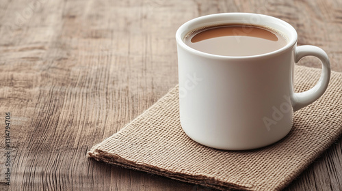 Food photo: warm cup of coffee with sweet breakfast treats photo