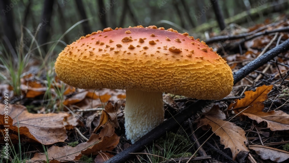 Fototapeta premium Red poisonous Fly Agaric mushroom in the woods.
