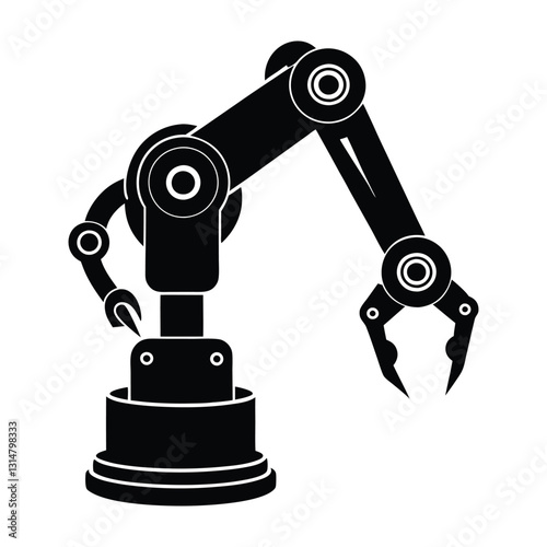 Mechanical Robotic Claw Holding a Metal Object Silhouette
