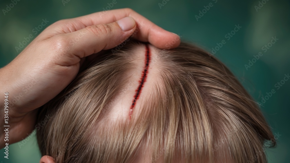 Fototapeta premium Psoriasis on the scalp, dermatological conditions, skin issues