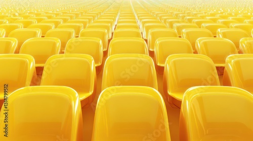 Empty Yellow Stadium Seats photo