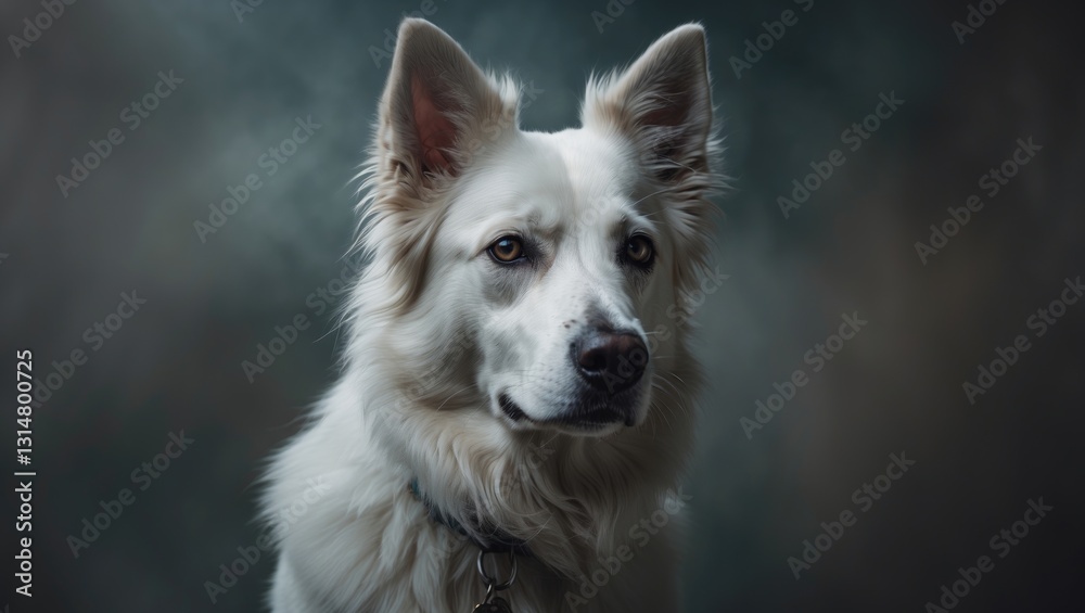 Portrait of a White Shepherd Mix Dog Portrait of a White Shepherd Mix Dog