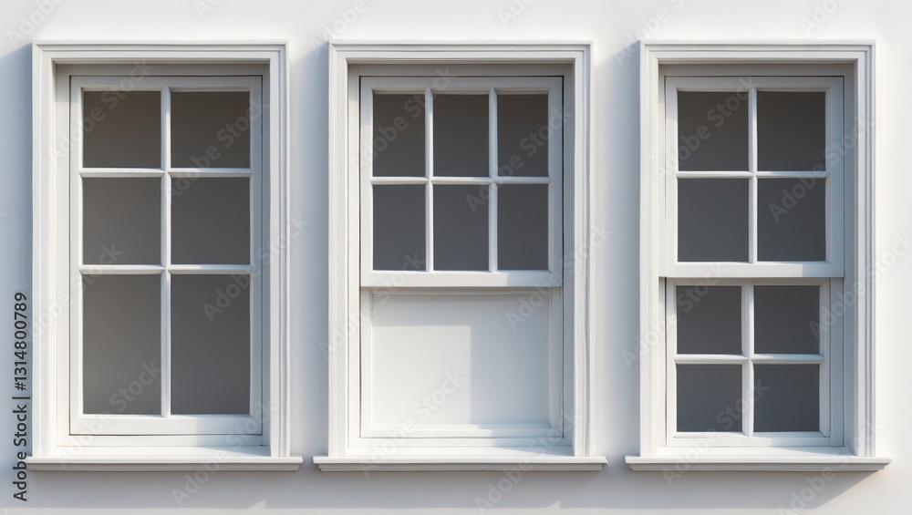 Fototapeta premium Vintage house window frame set, isolated on a white background.