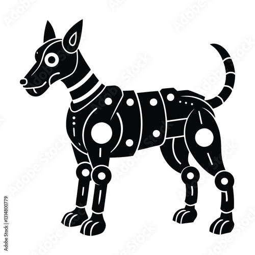 Robot Dog Standing with Visible Mechanical Joints Silhouette
