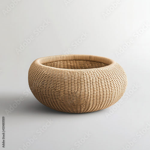 Woven basket display home decor decorative art piece minimalist environment aesthetic view craftsmanship concept